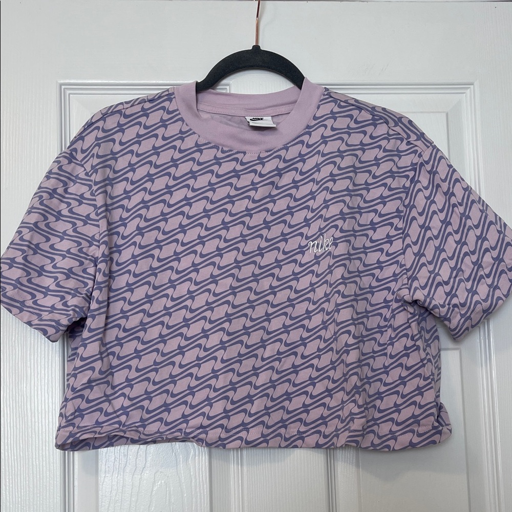Nike Lavender Wave-Print Cropped Tee